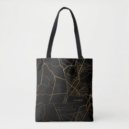 Zwart met gouden look Kaart Naam toevoegen Tote Bag