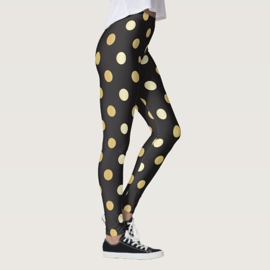 Zwart met gouden puntpatroon leggings (Rechts)