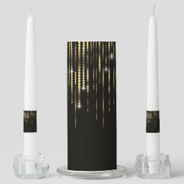 Zwart met gouden schijfstrengen Metallic sparkle
