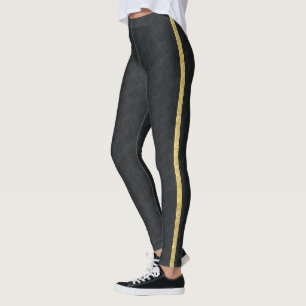 Zwart met gouden streep Leggings