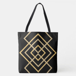 Zwart met Gouden strepen Canvas tas