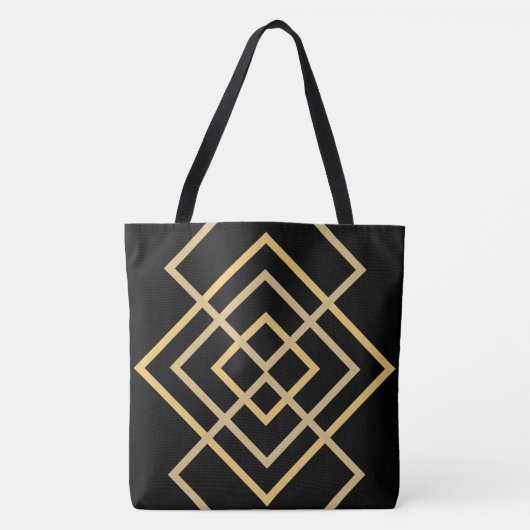 Zwart met Gouden strepen Canvas tas (Voorkant)