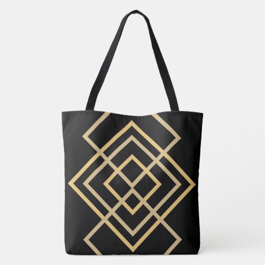 Zwart met Gouden strepen Canvas tas (Achterkant)