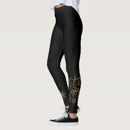 Zwart met Gouden Tint Let It Snow Leggings
