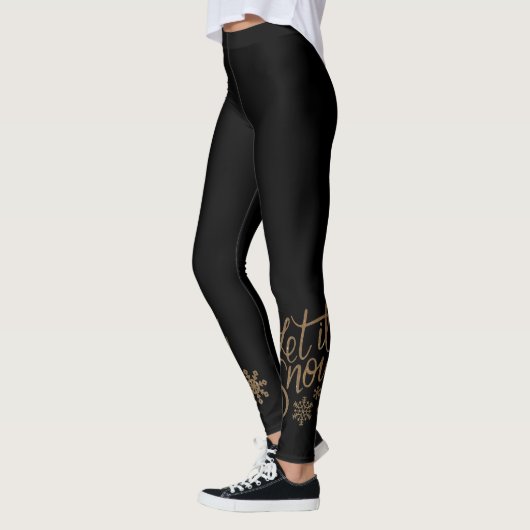 Zwart met Gouden Tint Let It Snow Leggings (Links)