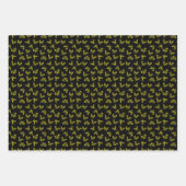 Zwart met gouden vlinders inpakpapier vel (Voorkant 3)