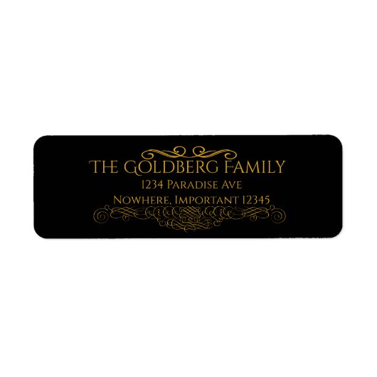 Zwart met goudsmeedmachines retouradres etiket (Voorkant)