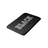 Zwart met grijze tekst op zwarte effen kleur badmat (Gekanteld)