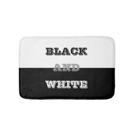 Zwart met grijze tekst op zwarte effen kleur badmat