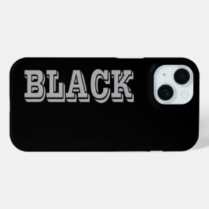 Zwart met grijze tekst op zwarte effen kleur iPhone 15 case