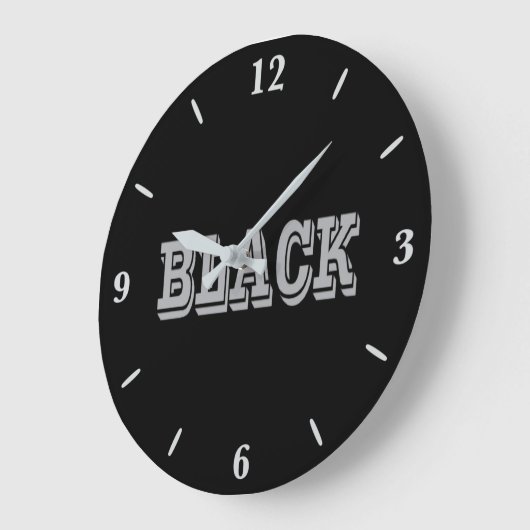 Zwart met grijze tekst op zwarte effen kleur grote klok (Hoek)