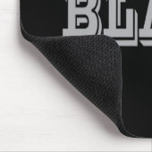 Zwart met grijze tekst op zwarte effen kleur muismat (Hoek)