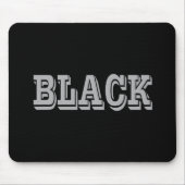 Zwart met grijze tekst op zwarte effen kleur muismat (Voorkant)