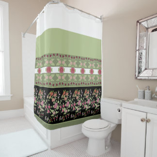 Zwart met groen douchegordijn