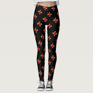 Zwart met grote vormen en kleuren leggings