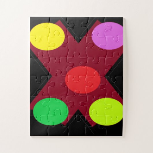 Zwart met grote vormen en kleuren legpuzzel (Verticaal)