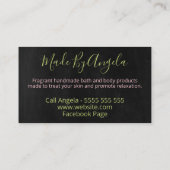 Zwart met handgemaakte spa-bath en body visitekaartje (Achterkant)