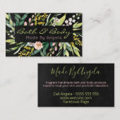 Zwart met handgemaakte spa-bath en body visitekaartje (Voorkant / Achterkant)