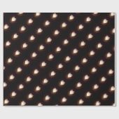 Zwart met hartvlam cadeaupapier (Vlak)