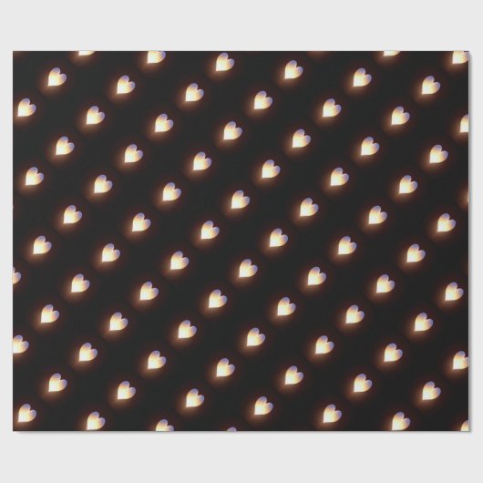 Zwart met hartvlam cadeaupapier (Vlak)