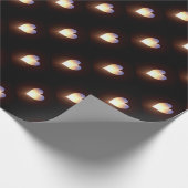 Zwart met hartvlam cadeaupapier (Hoek)