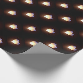 Zwart met hartvlam cadeaupapier