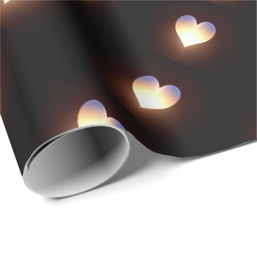 Zwart met hartvlam cadeaupapier (Rol Hoek)