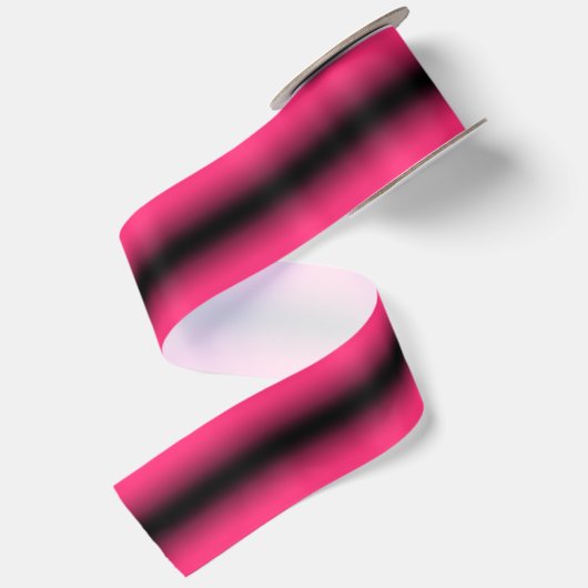 Zwart met hete roze randen verloop satijnen lint (Achterkant)
