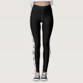 Zwart met hot-roze lipstick strip leggings (Voorkant)