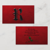 Zwart met Initiaal R Gothic Visitekaartje Rood roz (Voorkant / Achterkant)
