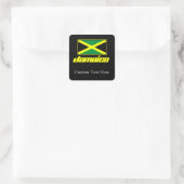 Zwart met Jamaica vlag Vierkante Sticker (Tas)
