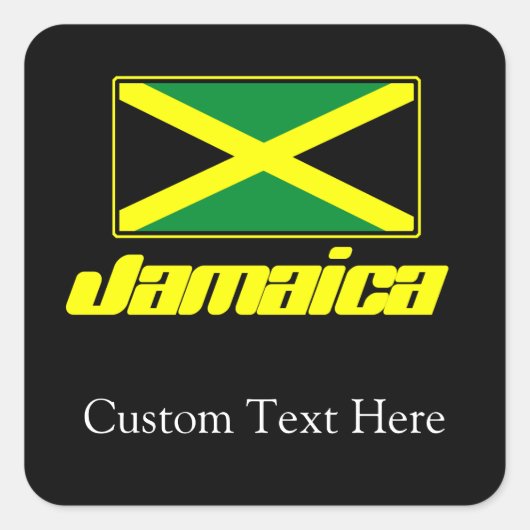 Zwart met Jamaica vlag Vierkante Sticker (Voorkant)