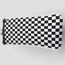 Zwart met klassiek wit vierkant patroon stijl golfheadcover