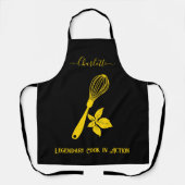 Zwart met klassieke gouden whisky en kruidenontwer schort (Voorkant)