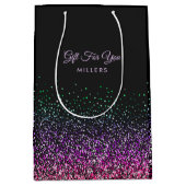 Zwart met kleurrijk glitteraccent medium cadeauzakje (Voorkant)