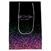 Zwart met kleurrijk glitteraccent medium cadeauzakje (Achterkant)