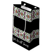 Zwart met kleurrijk patroon klein cadeauzakje (Achterkant Gekanteld)