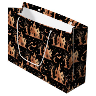ZWART MET KOPEREN HALLOWEEN SPOOKHUIZEN GROOT CADEAUZAKJE