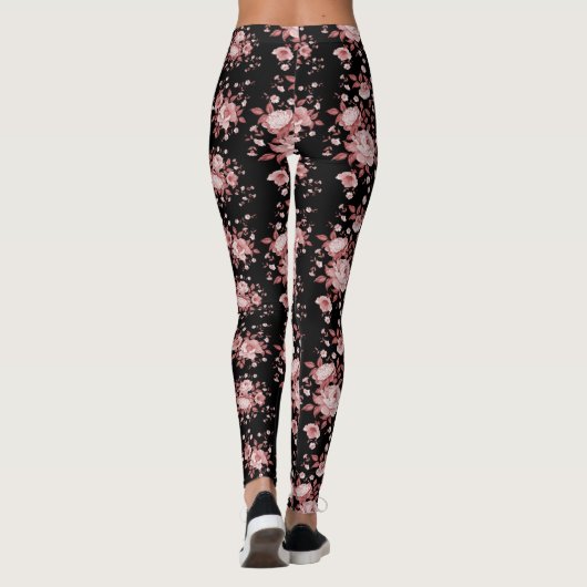 Zwart met Leggings van het flessenpatroon roze (Achterkant)