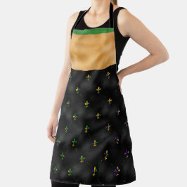 ZWART MET MARDI GRAS FLEUR DI LIS EN STRIPES SCHORT