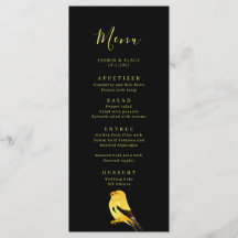 Zwart met menu Gold Birds Wedding