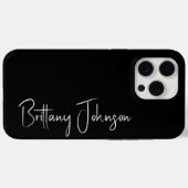 Zwart met monogram Case-Mate iPhone case (Achterkant (horizontaal))