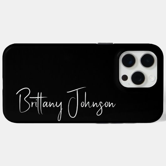 Zwart met monogram Case-Mate iPhone case (Achterkant (horizontaal))