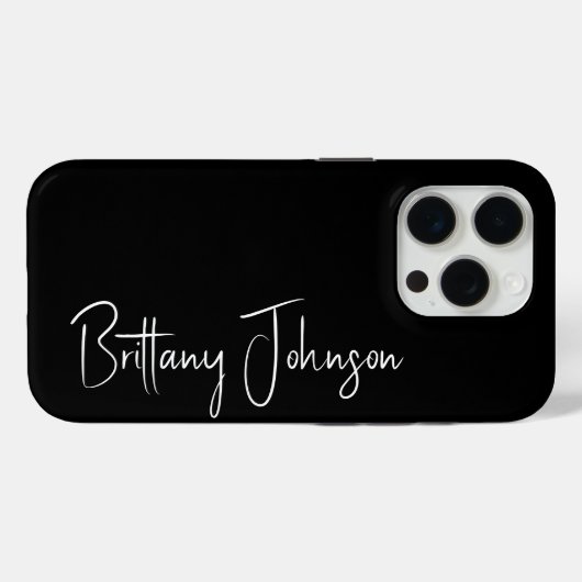 Zwart met monogram Case-Mate iPhone case (Achterkant (horizontaal))