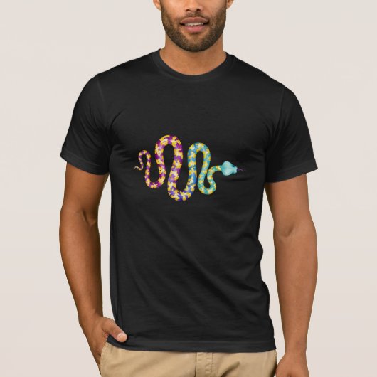 Zwart met multikleurenslang T-shirt (Voorkant)