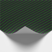 Zwart met Neon Green en Paarse Stripes Cadeaupapier (Hoek)