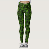 Zwart met Neon Green Floral Lace Pattern Leggings (Voorkant)