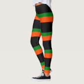 Zwart Met Oranje en Groene strepen Leggings (Links)