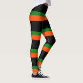 Zwart Met Oranje en Groene strepen Leggings (Rechts)