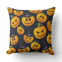 ZWART MET ORANJE HALLOWEEN POMPOENEN MET PETTEN